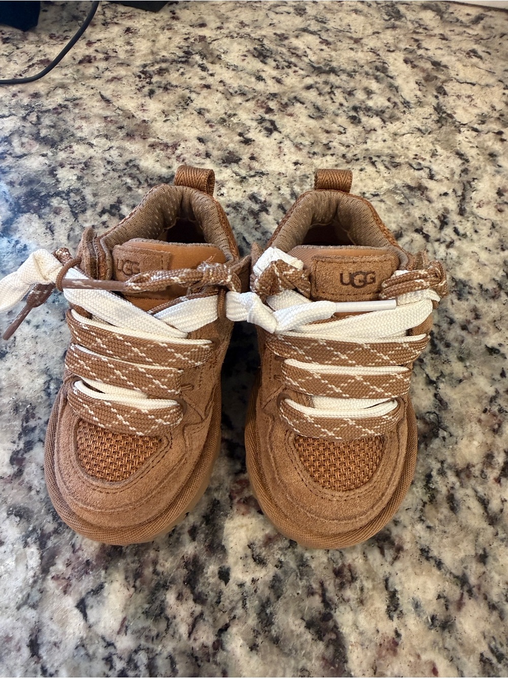 UGG Kids' Chestnut/Tan Lace-Up Suede & Mesh Sneakers